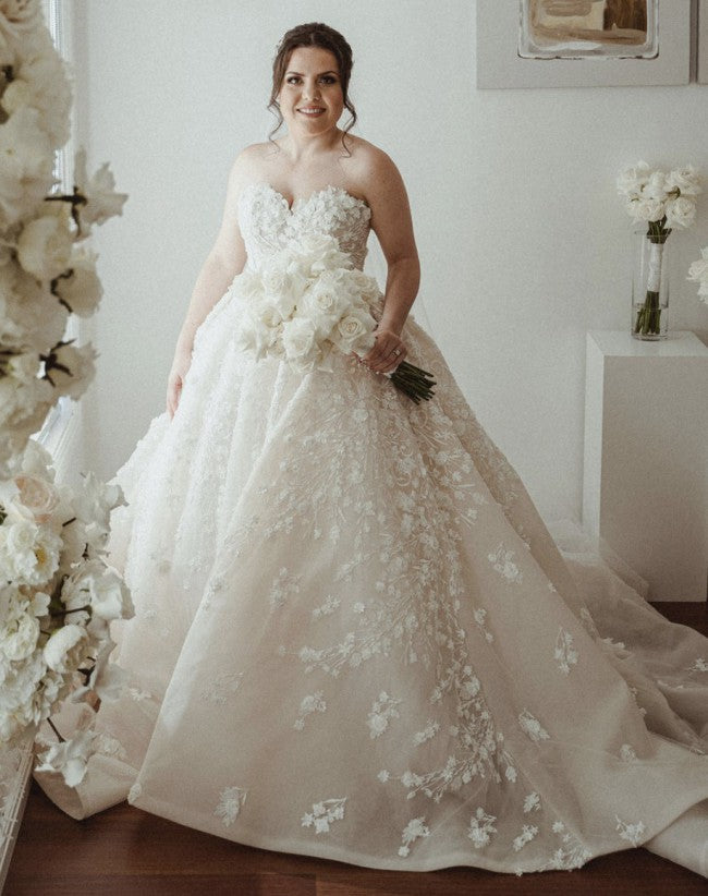 C2022-PSS711 Vestido de novia de talla grande sin tirantes