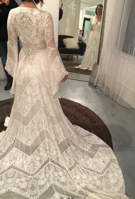 Gothic long sleeve lace wedding gown