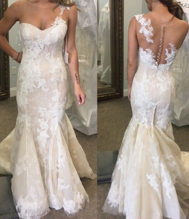 C2022-os47 - Robe de mariée ajustée à une épaule ivoire à vendre