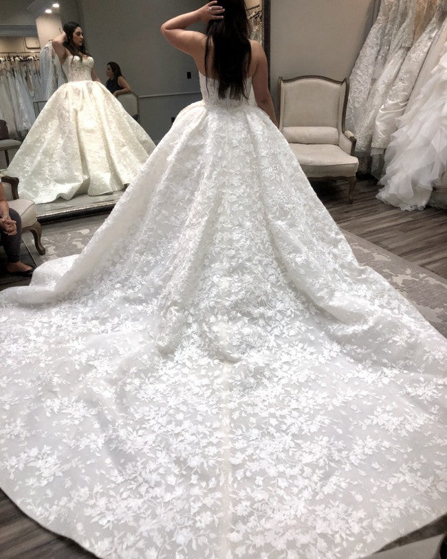 Strapless ball gown wedding dress