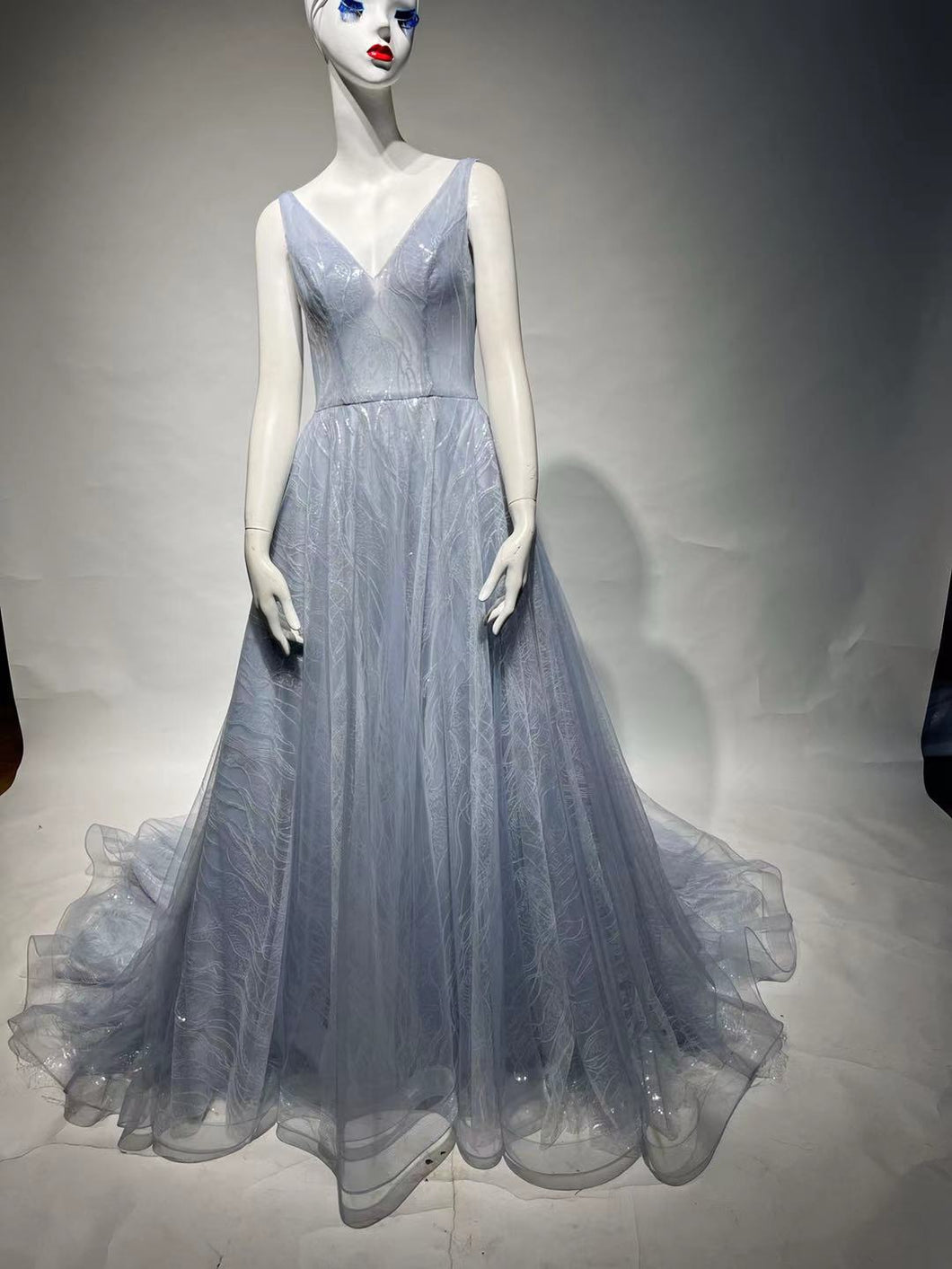Style DOL34 - Robe de bal formelle sans manches à col en V