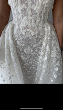 C2023-CS081 - Vestido de novia de encaje con pedrería y manga corta con falda desmontable