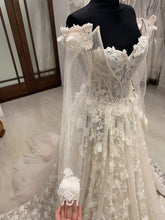 C2023-LS83T - off the shoulder sheer long sleeve a-line wedding gown