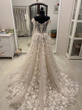 C2023-LS83T - off the shoulder sheer long sleeve a-line wedding gown