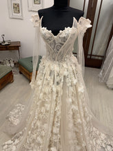 C2023-LS83T - off the shoulder sheer long sleeve a-line wedding gown