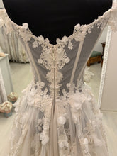C2023-LS83T - off the shoulder sheer long sleeve a-line wedding gown