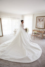C2023-SS225 - short sleeve beaded lace and embroidered a-line wedding gown