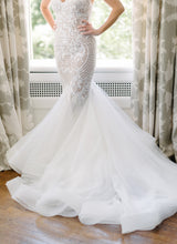 C2023-FFs57 - spaghetti strap fit-and-flare beaded wedding gown