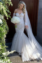 C2023-DS47 - strapless detachable long sleeve lace wedding gown