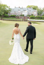 C2023-F351 - beaded lace embroidery v-neck wedding gown