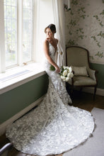 C2023-F351 - beaded lace embroidery v-neck wedding gown