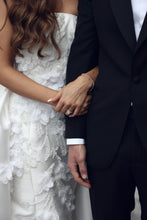 C2024-SF71H - strapless 3D embellished wedding gown with detachable satin train