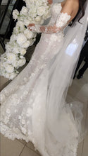 C2024-LS773 - strapless lace wedding dress with long sheer detachable sleeves
