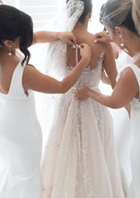 C2024-AL51S - illusion neckline wedding gown with detachable cathedral train