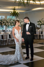 C2024-V82 - Sexy sleeveless embroidered wedding gown with v-neck bustline
