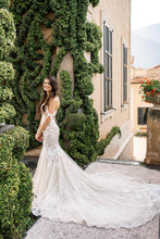 C2024-SS63F - strapless off the shoulder beaded lace wedding gown with corset bodice