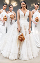 C2024-VBG4 - sleeveless v-neck a-line wedding gown with detachable chapel train