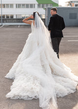 C2024-VBG4 - sleeveless v-neck a-line wedding gown with detachable chapel train