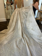 C2024-LSB60C - illusion neckline long sleeve wedding gown with swarovski crystal beading