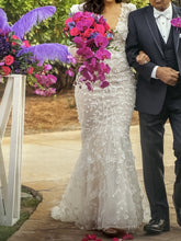 C2024-LS227V - fitted long sleeve wedding gown with open v-neck bustline