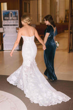C2024-L33S - strapless sheer lace wedding gown