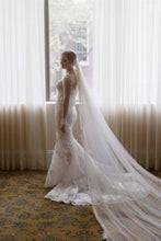 C2024-L33S - strapless sheer lace wedding gown