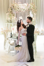 C2024-SS308 - strapless beaded wedding gown with detachable long sleeves