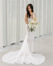 C2024-SF404 - sleeveless v-neck beaded wedding gown with 3D embellishments