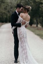 C2024-LSL381 - off the shoulder long sleeve lace wedding gown