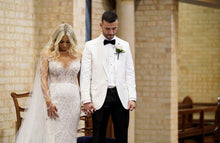C2024-LSB818 - crystal beaded sheer long sleeve fitted wedding dress