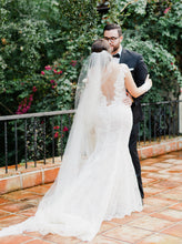 C2024-LS373 - Lace and Embroidery Wedding Gown with sheer Long Sleeves & Illusion Neckline