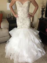 Style 9421 - strapless sweetheart fit-to-flare wedding gown with beaded lace bodice