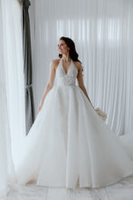 C2024-SK44 - halter style wedding ball gown with deep v-neck bust line