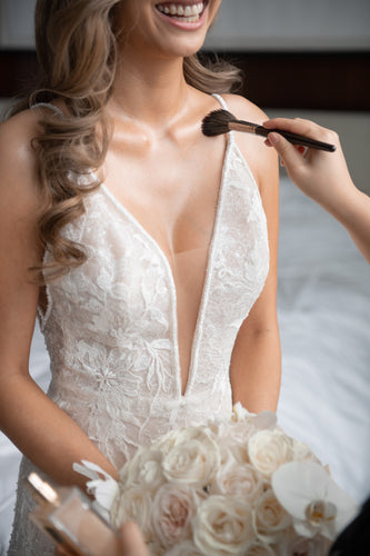 C2024-ND48 - sleeveless deep v-neck wedding gown