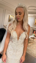 C2024TW-343400392 - sexy fit-to-flare wedding gown with beaded sheer back