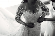C2025-PS233 - illusion neckline embroidered wedding gown