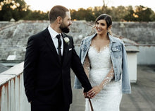 C2025-PS233 - illusion neckline embroidered wedding gown