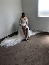 C2025-PS233 - illusion neckline embroidered wedding gown