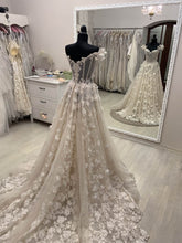 C2023-LS83T - off the shoulder sheer long sleeve a-line wedding gown