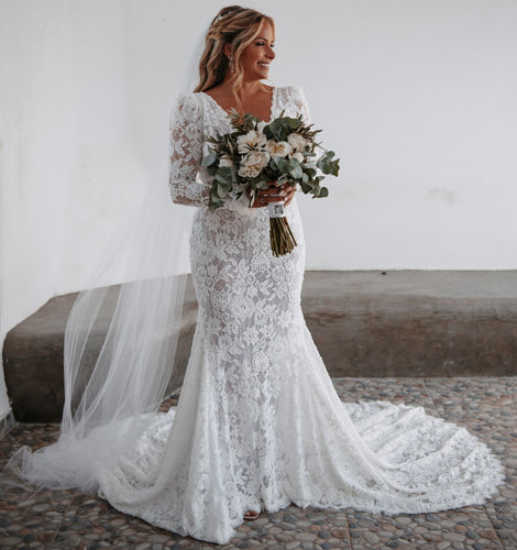 C2024-JV101 - backless v-neck lace wedding gown