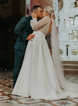 C2023-LS33H - Blouson long sleeve plus size v-neck wedding gown