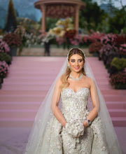 C2023-DBG593 - strapless sweetheart beaded wedding gown with detachable over skirt