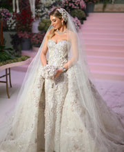 C2023-DBG593 - strapless sweetheart beaded wedding gown with detachable over skirt
