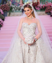 C2023-DBG593 - strapless sweetheart beaded wedding gown with detachable over skirt