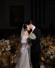 C2023-OTS727 - off the shoulder long sleeve 3D embellished wedding gown