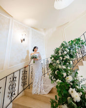 C2023-OTS727 - off the shoulder long sleeve 3D embellished wedding gown