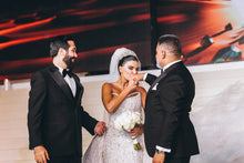 C2023-CB51C - Robe de mariée sexy, ajustée, sans bretelles, avec perles de cristal, avec surjupe de robe de bal amovible