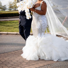 C2023-SC41F - scoop neck fit-and-flare swarovski crystal beaded wedding gown