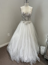 C2023-SBG7 - encrusted beaded lace strapless sweetheart organza ball gown wedding dress