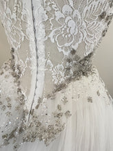 C2023-SBG7 - encrusted beaded lace strapless sweetheart organza ball gown wedding dress